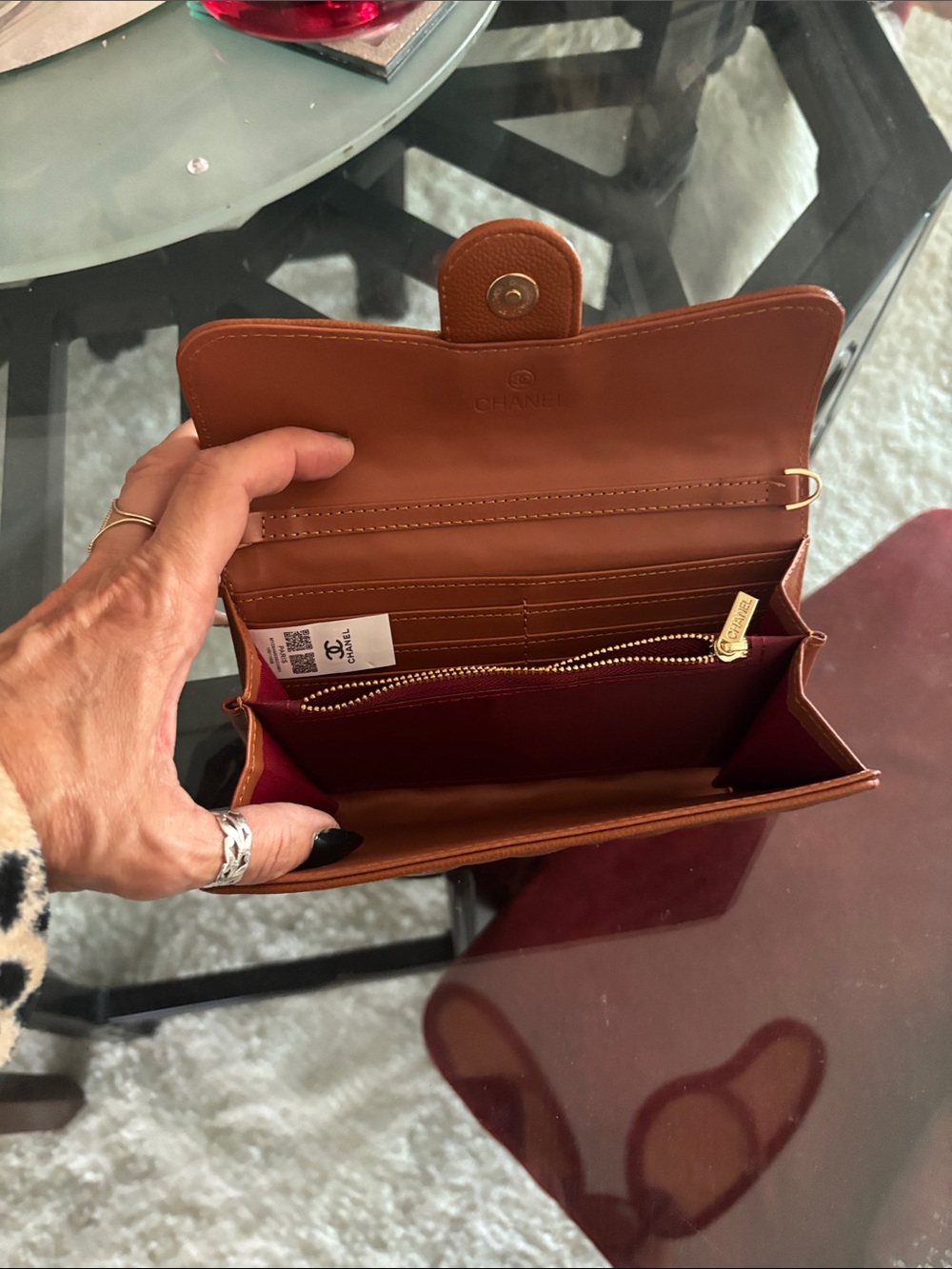 Source Unknown Brown Leather Wallet with Gold Hardware